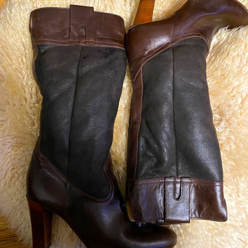 Moneta Blu Chocolate Brown Leather Boots